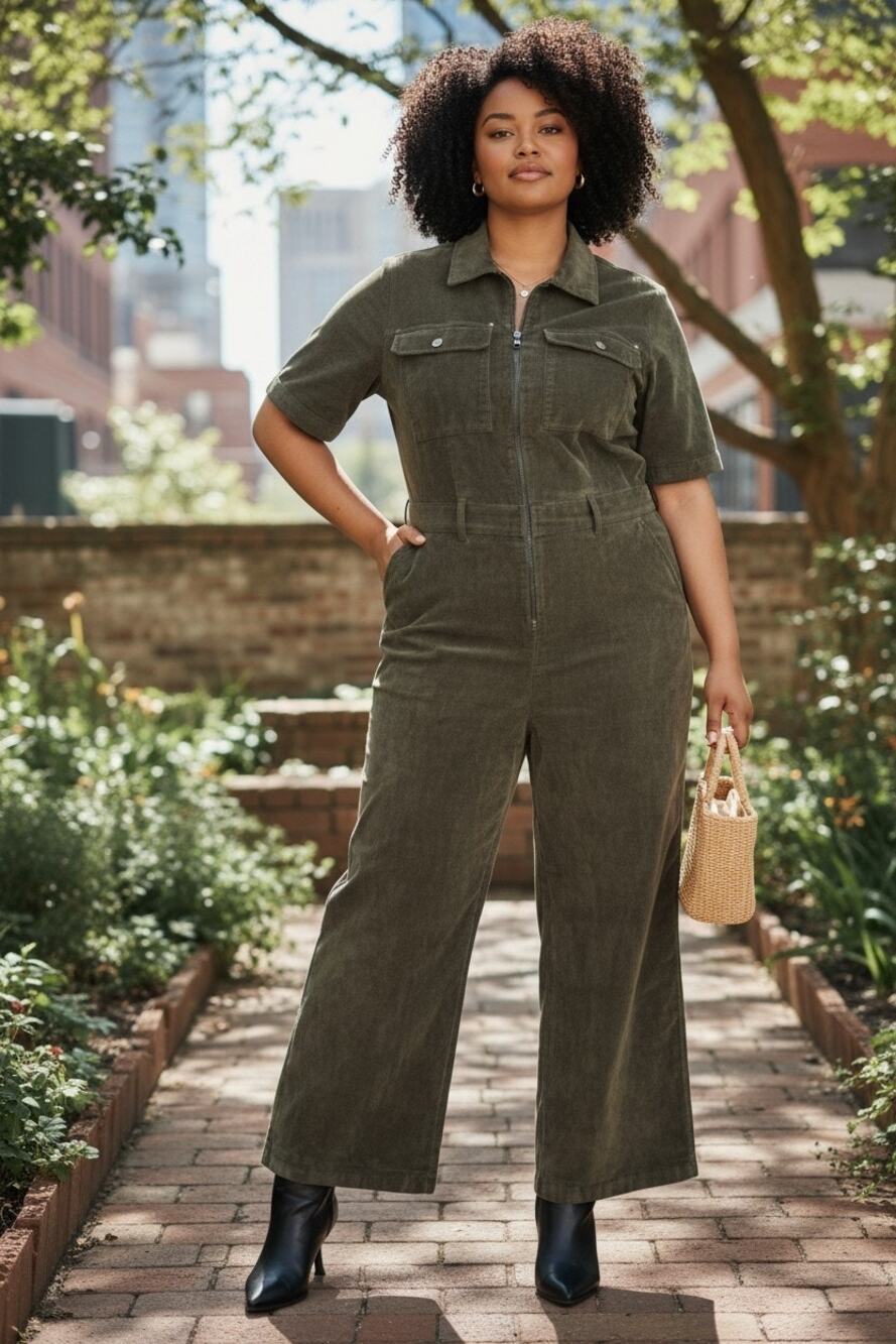 Universal Thread Women's Short Sleeve Velvety Flocked Denim Jumpsuit Size: 16